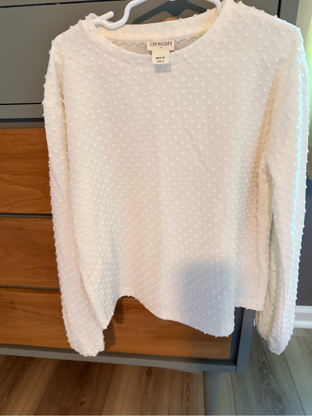 Crewcuts Ivory Dot-Textured Long Sleeve Blouse